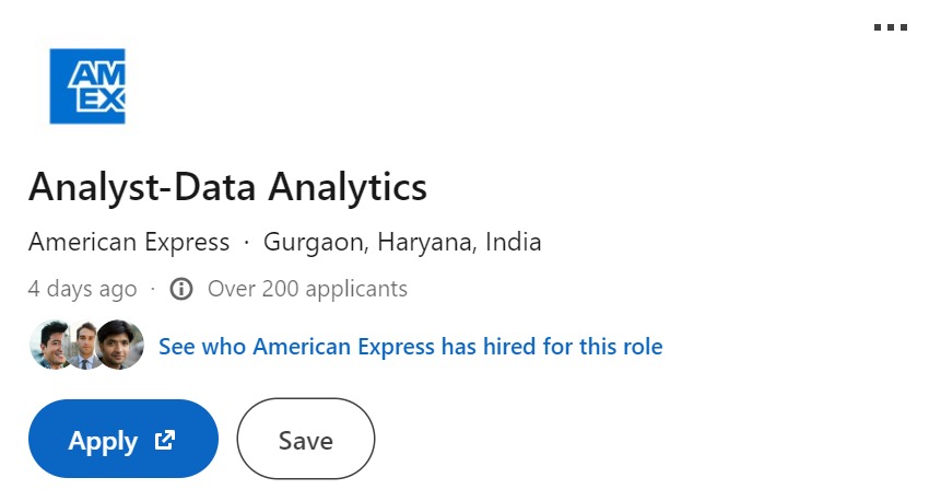 American Express Hiring Fresher Analyst-Data Analytics